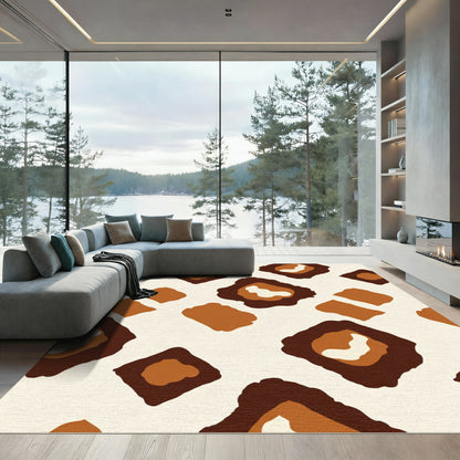 Brown and Cream Abstract Spots Rug