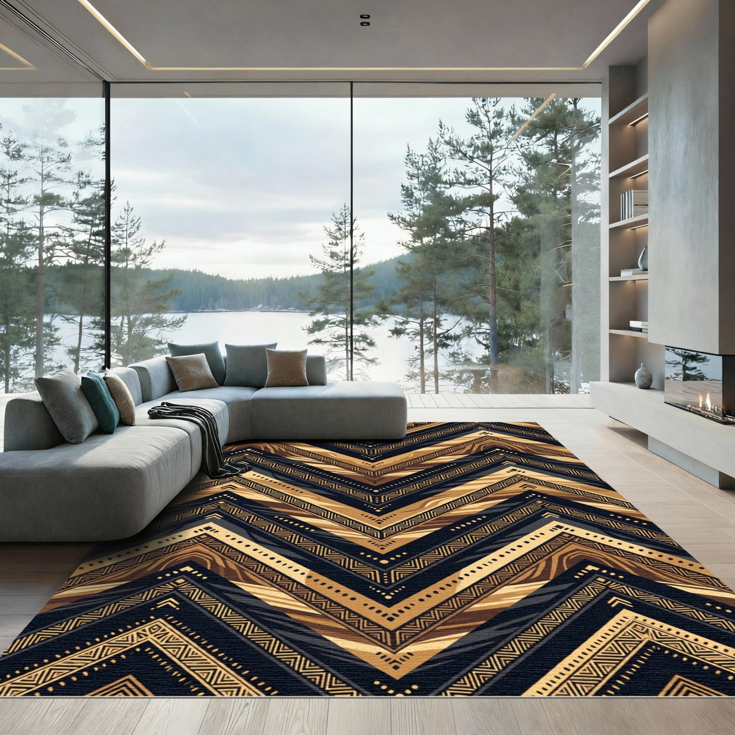 Bold Golden Geo Chevron Zenith Rug