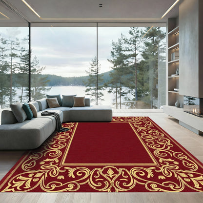 Golden Vineyard Scroll Border Rug