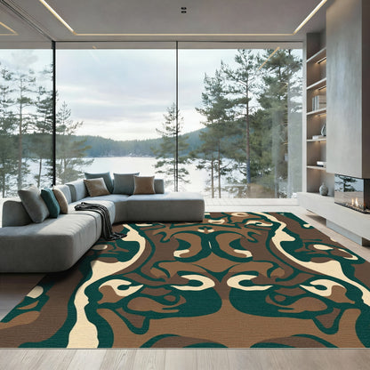 Earthy Abstract Organic Swirl Rug