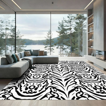 Black White Animalistic Symmetry Rug