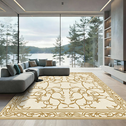 Golden Vine Scroll Border Rug