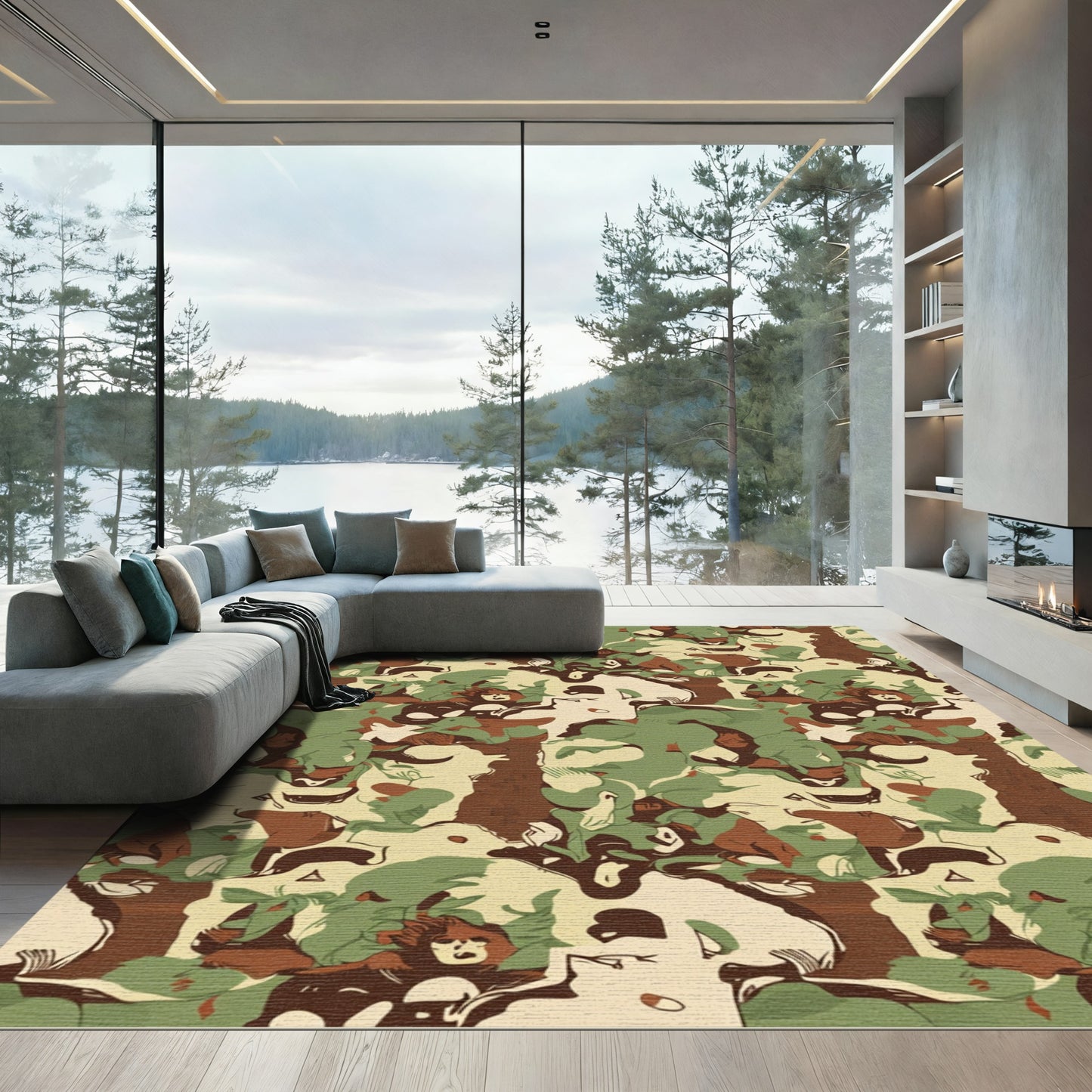 Woodland Camouflage Abstract Animal Rug