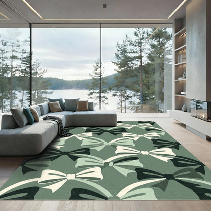 Sage Green Chic Ribbon Bow Rug