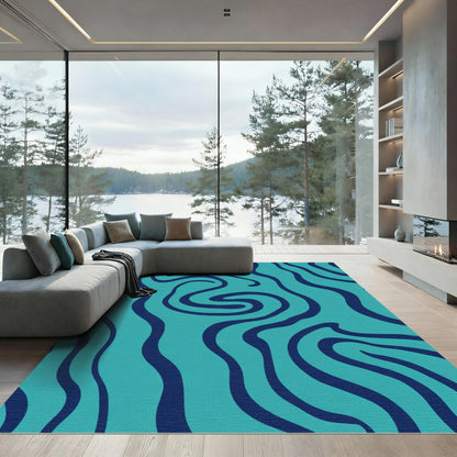 Ocean Aqua Swirl Fluid Rug