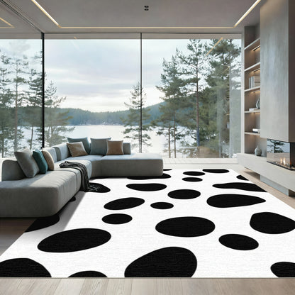 Black White Spotted Organic Shape Rug
