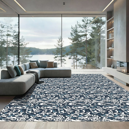 Deep Blue Organic Flow Rug