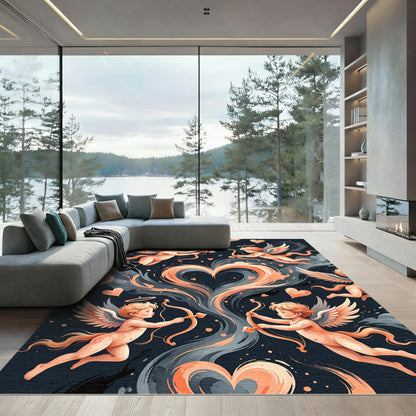 Cupid Hearts Swirls Peach Angels Rug