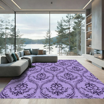 Elegant Lavender Damask Flourish Rug
