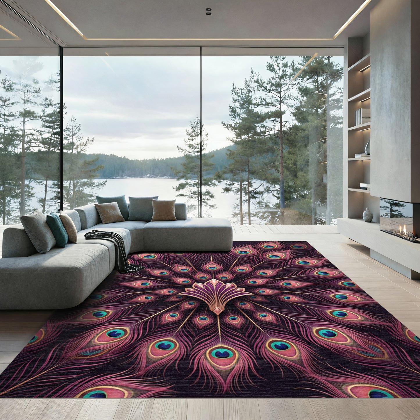 Mauve Peacock Feather Radiance Rug