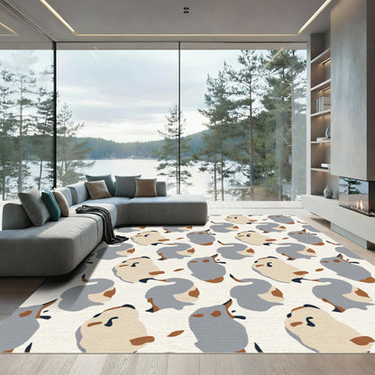 Abstract Terra Cotta Slate Irregular Shapes Rug