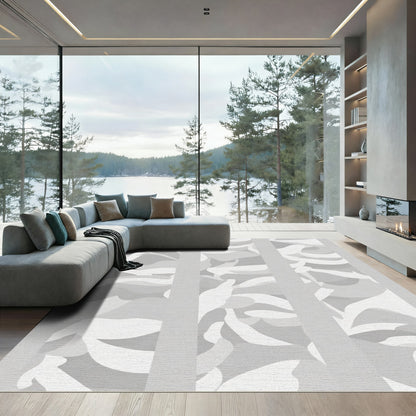 Modern Gray Abstract Organic Swirls Rug