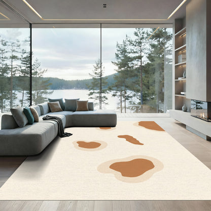 Warm Beige Abstract Spot Rug