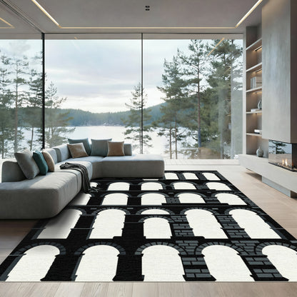 Monochromatic Arches Architectural Landscape Rug