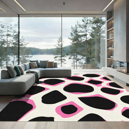 Bold Pink Black Giraffe Print Rug