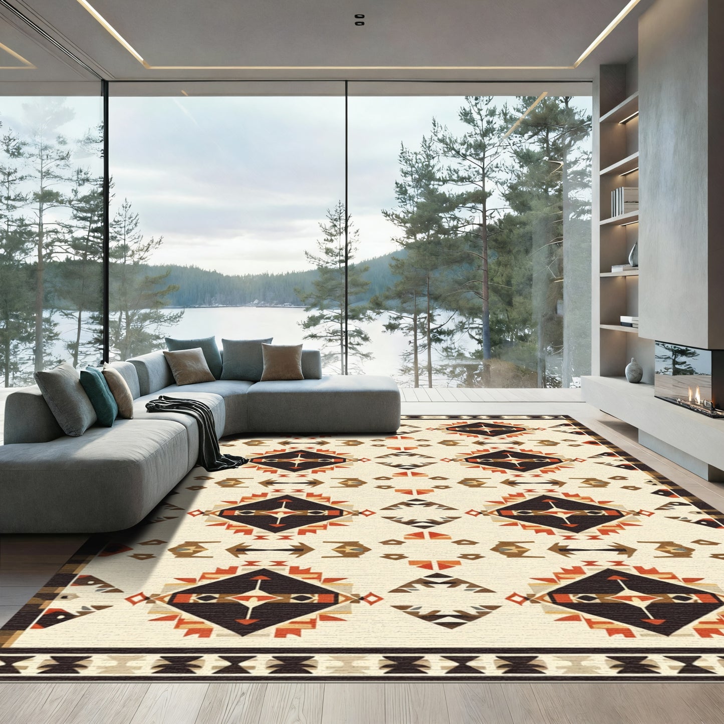 Earthy Diamond Geometric Rug
