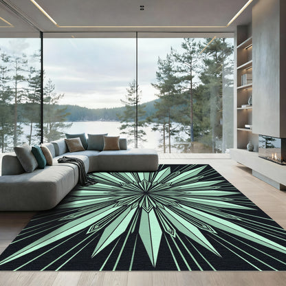Art Deco Mint Starburst Symmetry Rug