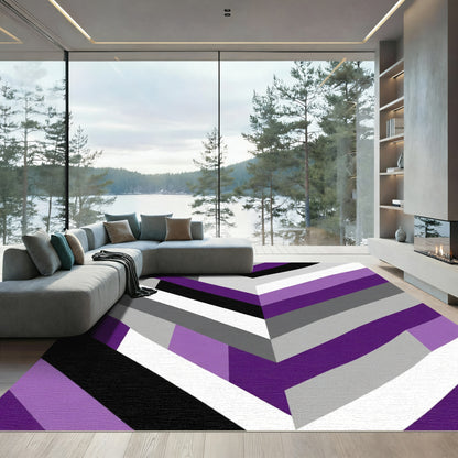 Modern Purple White Chevron Stripes Rug