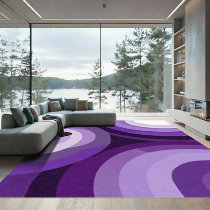 Retro Violet Concentric Circles Rug