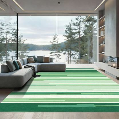 Modern Green Horizontal Stripe Rug