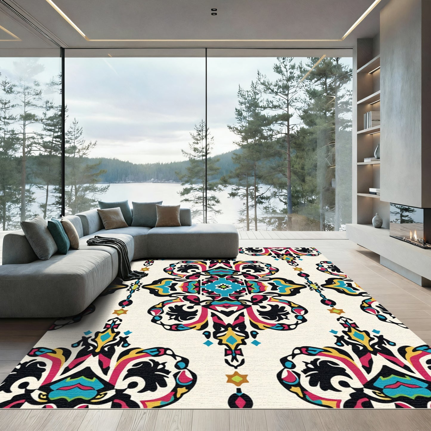 Colorful Baroque Medallion Ogee Rug