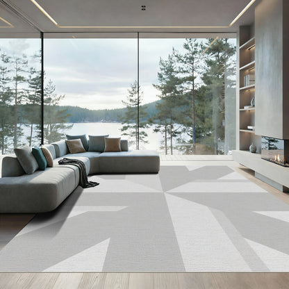Modern Gray Geometric Star Rug