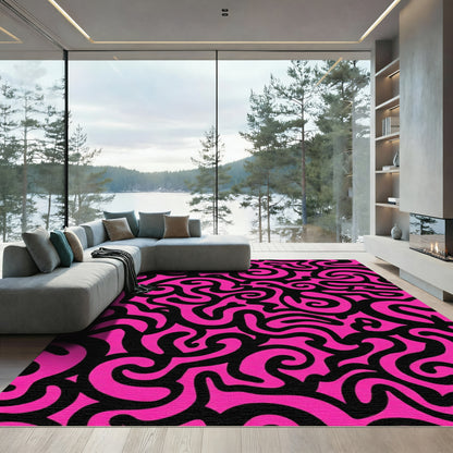Hot Pink Swirls Abstract Graphic Rug