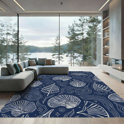Midnight Blue Marine Life Scatter Rug