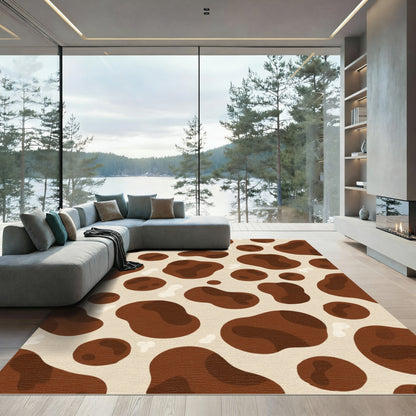 Brown Cow Print Patchwork Rug