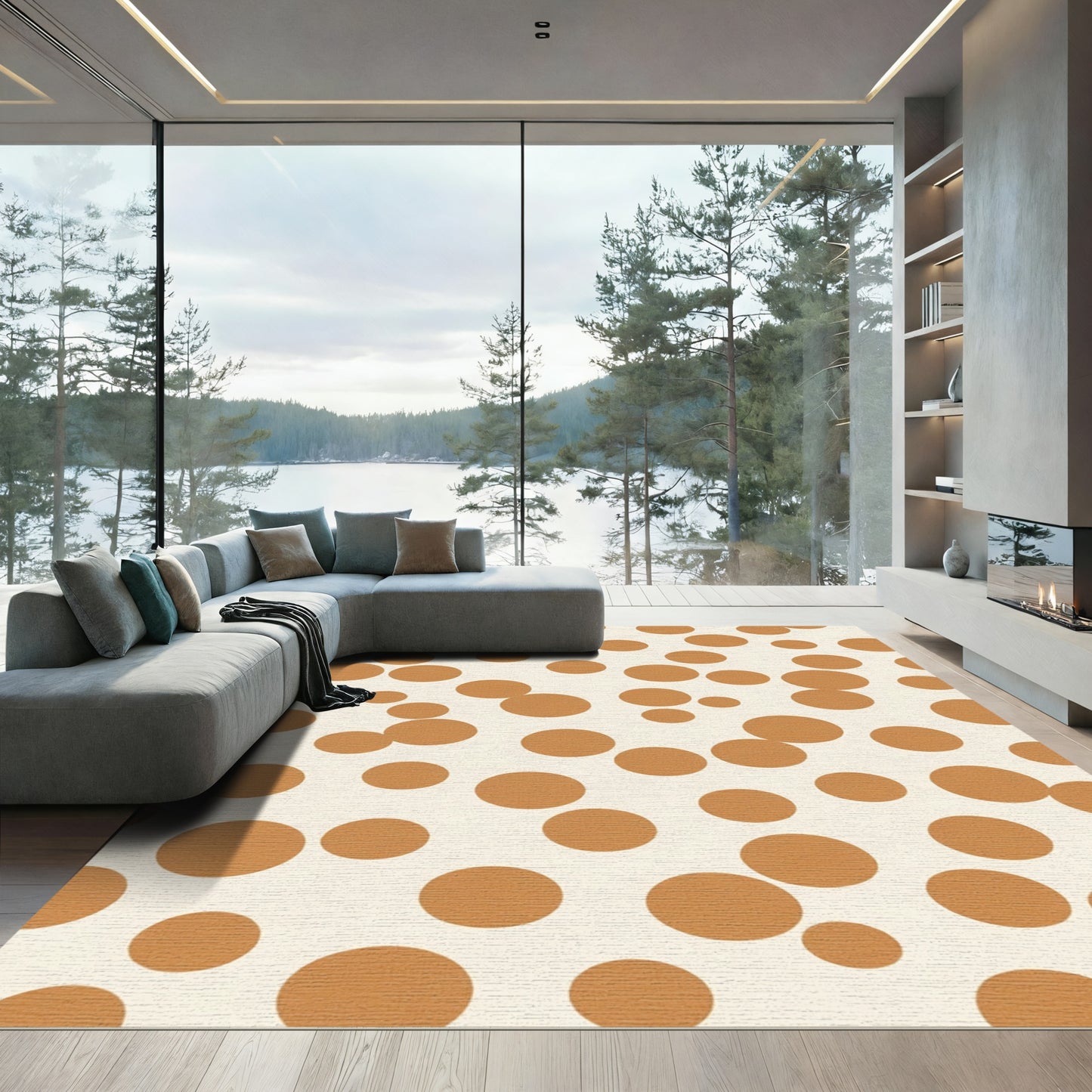 Warm Sienna Scattered Circles Rug