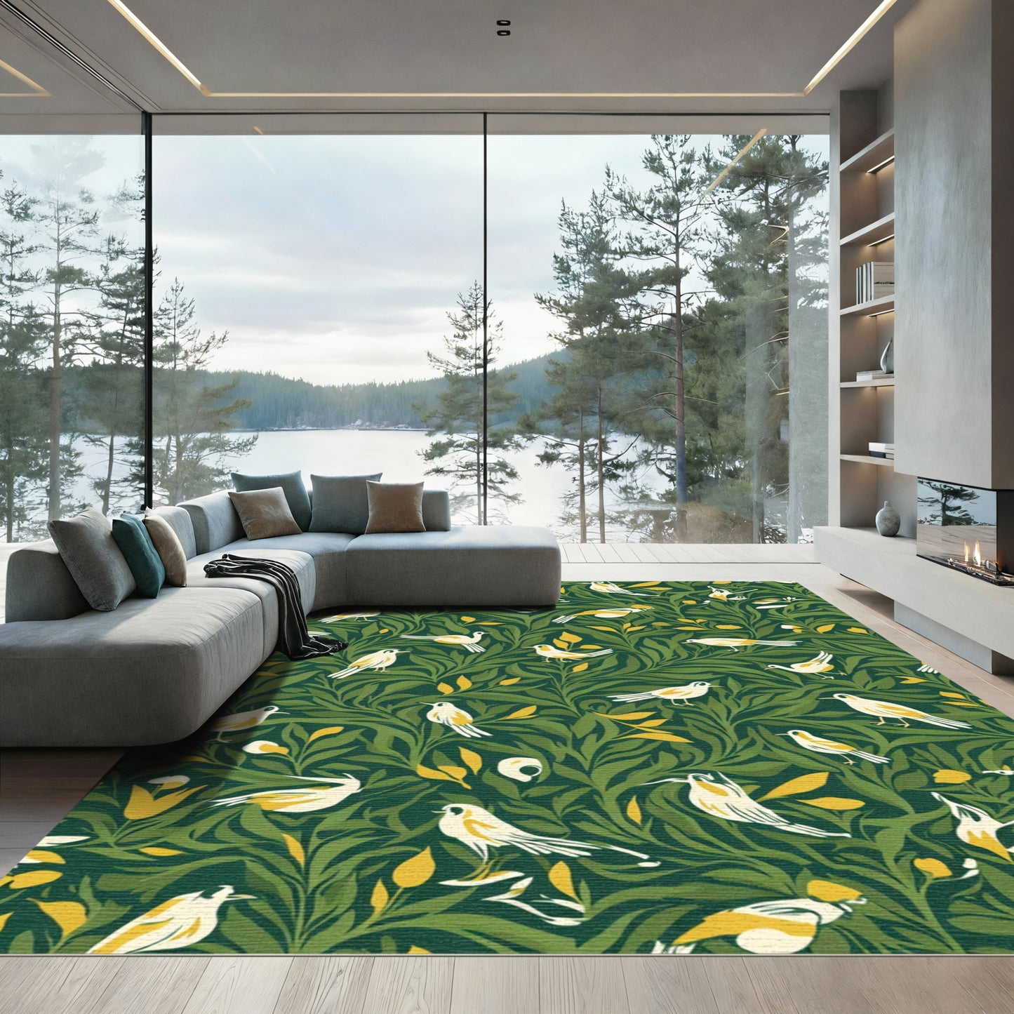 Vintage Bird And Leaf Medallion Rug
