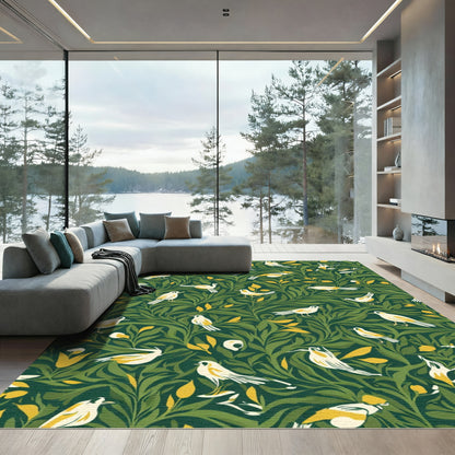Vintage Bird And Leaf Medallion Rug