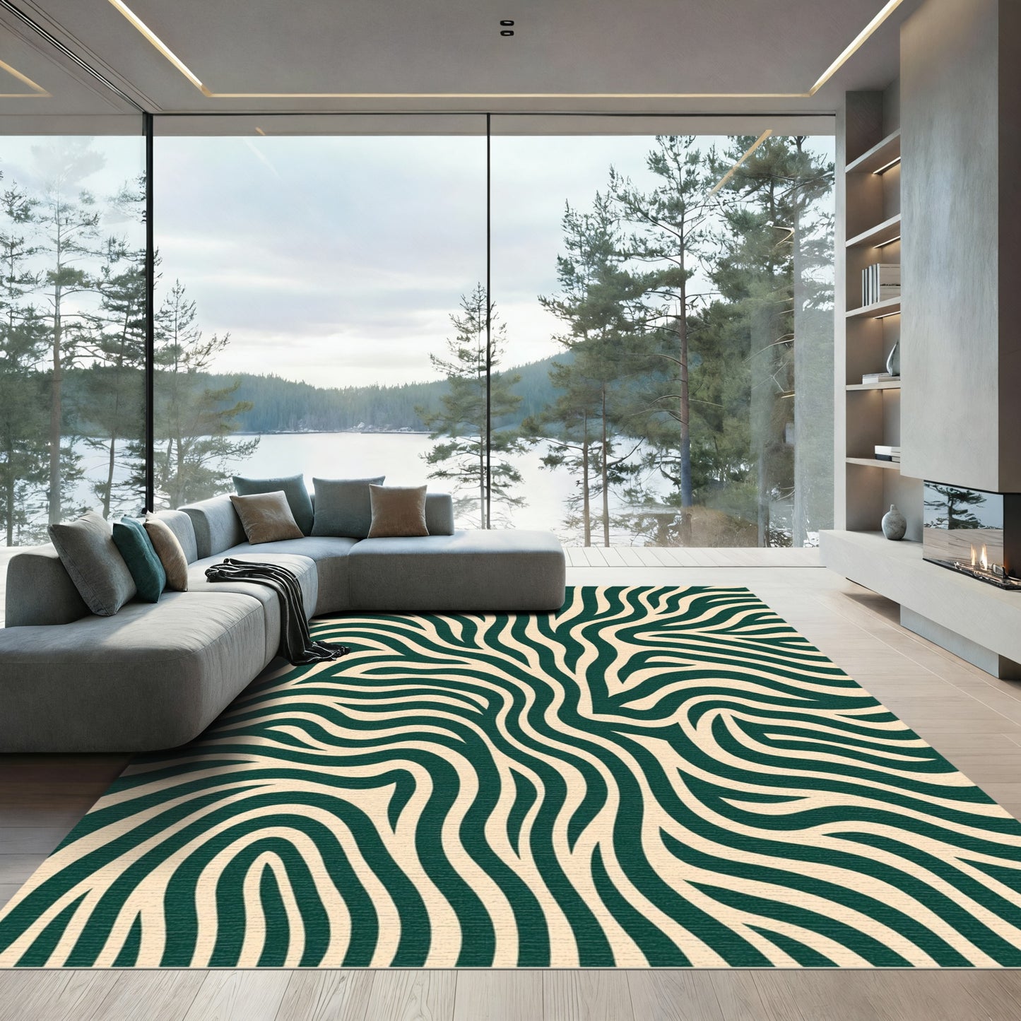 Emerald Ivory Organic Wave Rug