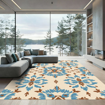 Blue Brown Paisley Medallion Rug