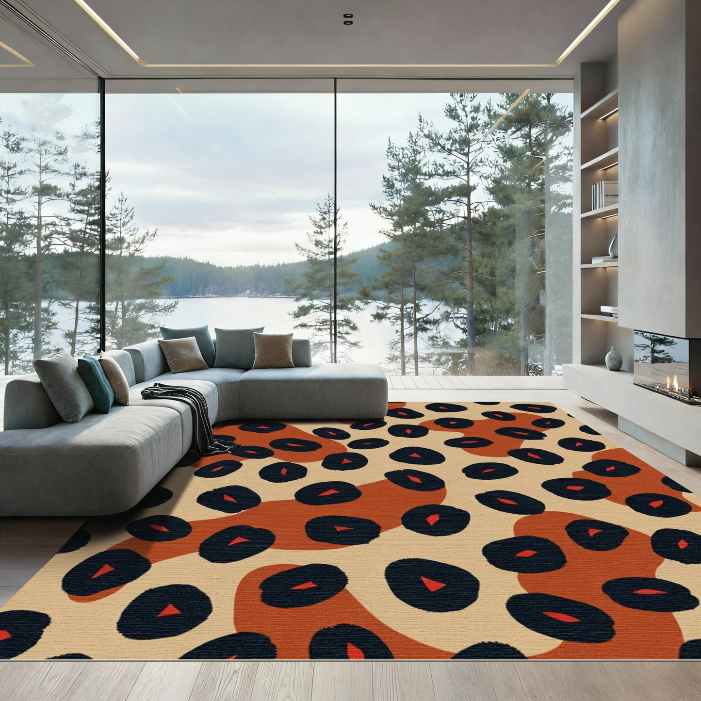 Modern Earthy Leopard Spots Rug