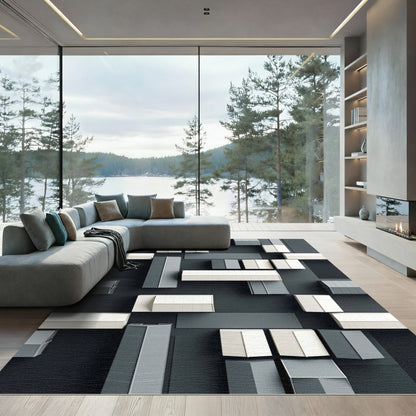 Modern Geometric Architectural Buildings Rug