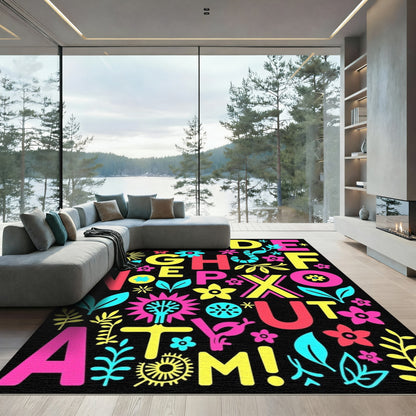 Playful Alphabet Floral Graphic Rug
