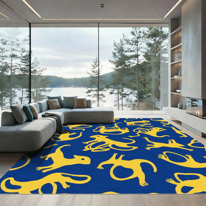 Yellow Creatures On Royal Blue Ground Rug