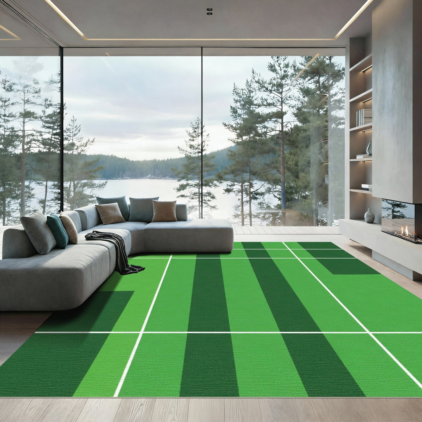 Emerald Green Stripe Blocks Rug