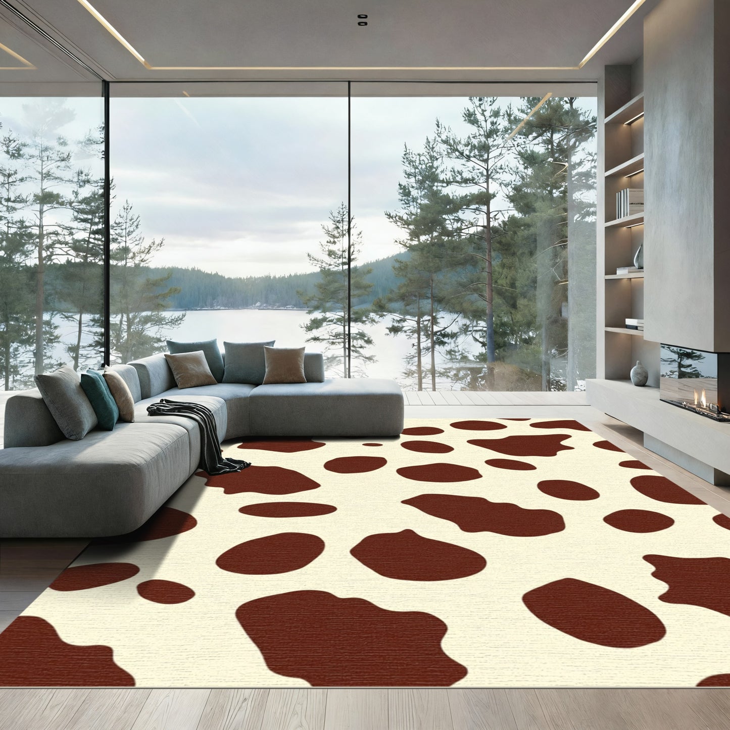 Brown Cream Dalmatian Spots Rug