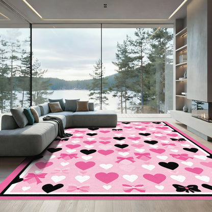 Pink Heart Bow Collage Rug