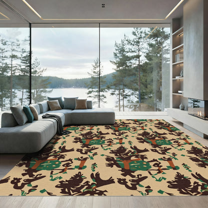 Forest Creatures Woodland Abstract Pattern Rug