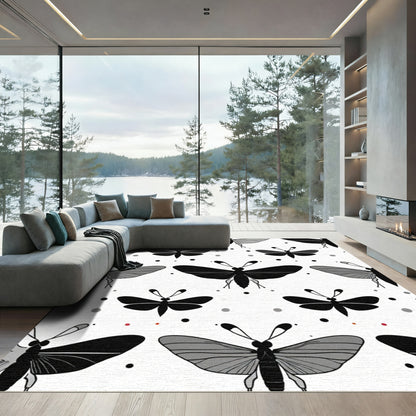 Monochromatic Butterfly Garden Dots Rug