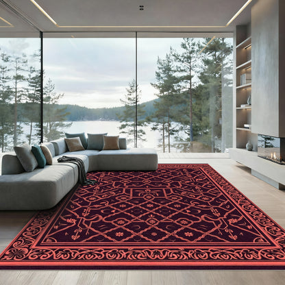 Coral Vine Medallion Lattice Rug