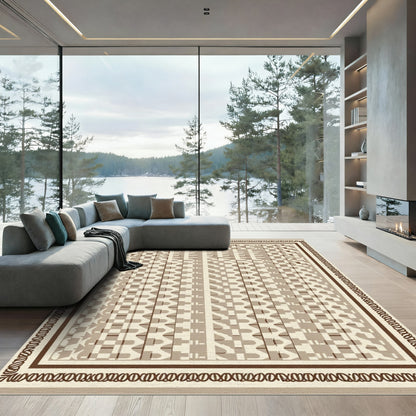 Geometric Beige Interlocking Ogee Rug