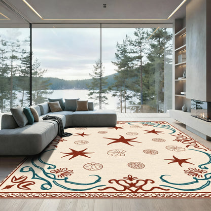 Crimson Teal Floral Starburst Medallion Rug