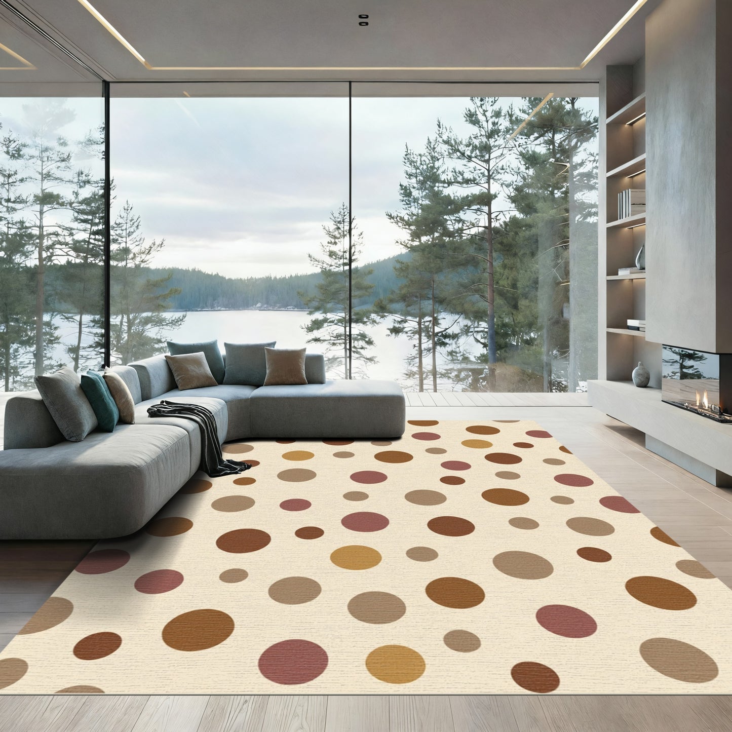 Earthy Tone Polka Dot Circles Rug