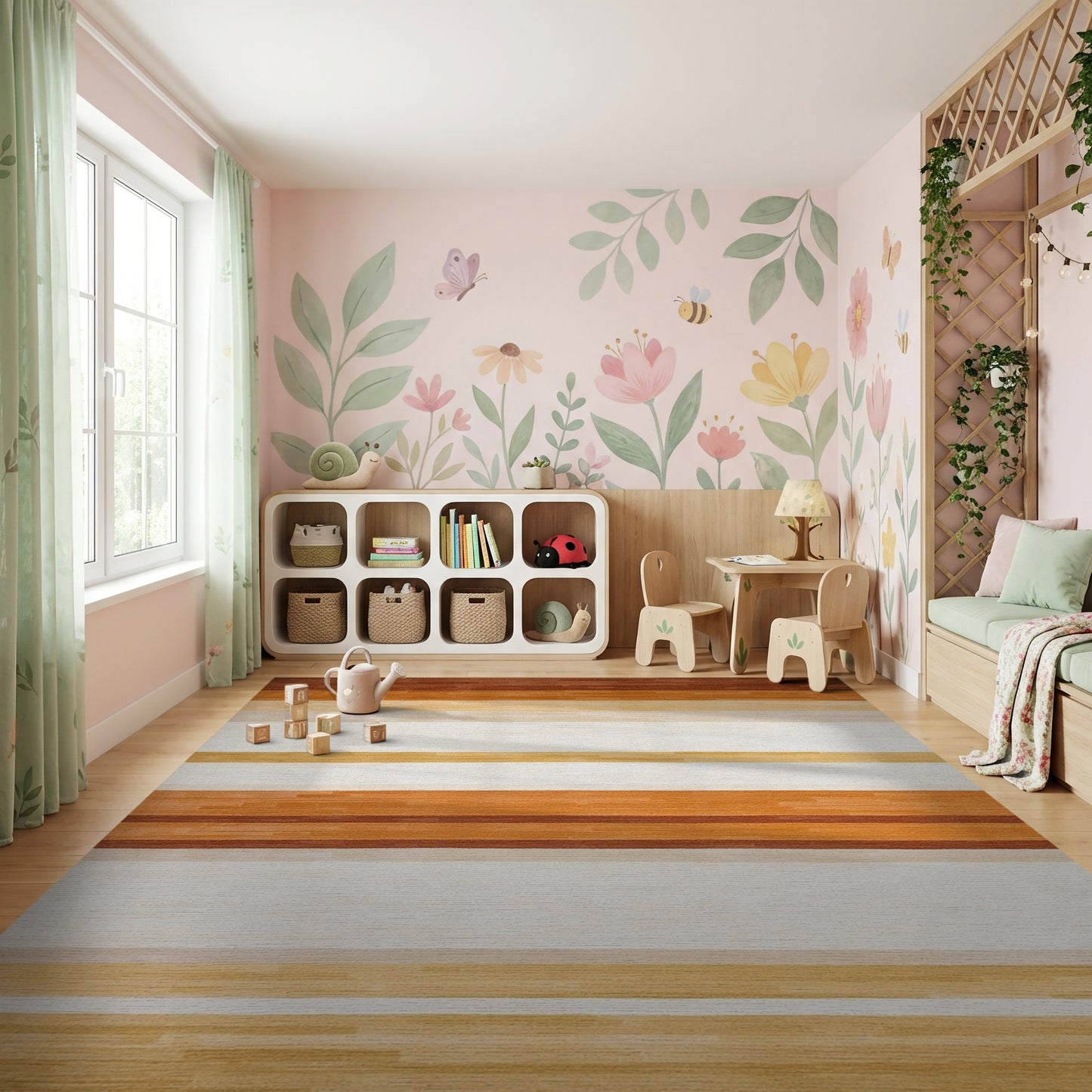 Warm Horizontal Gradient Stripes Rug