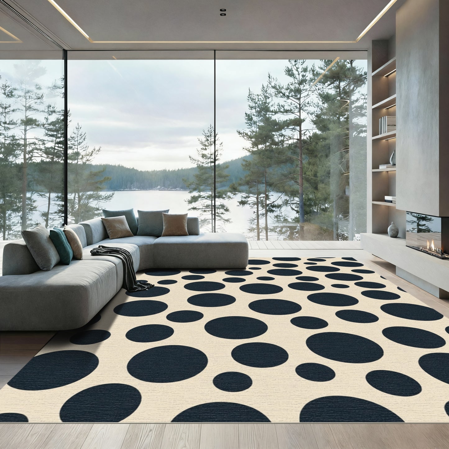 Dark Blue Circles Scatter Rug