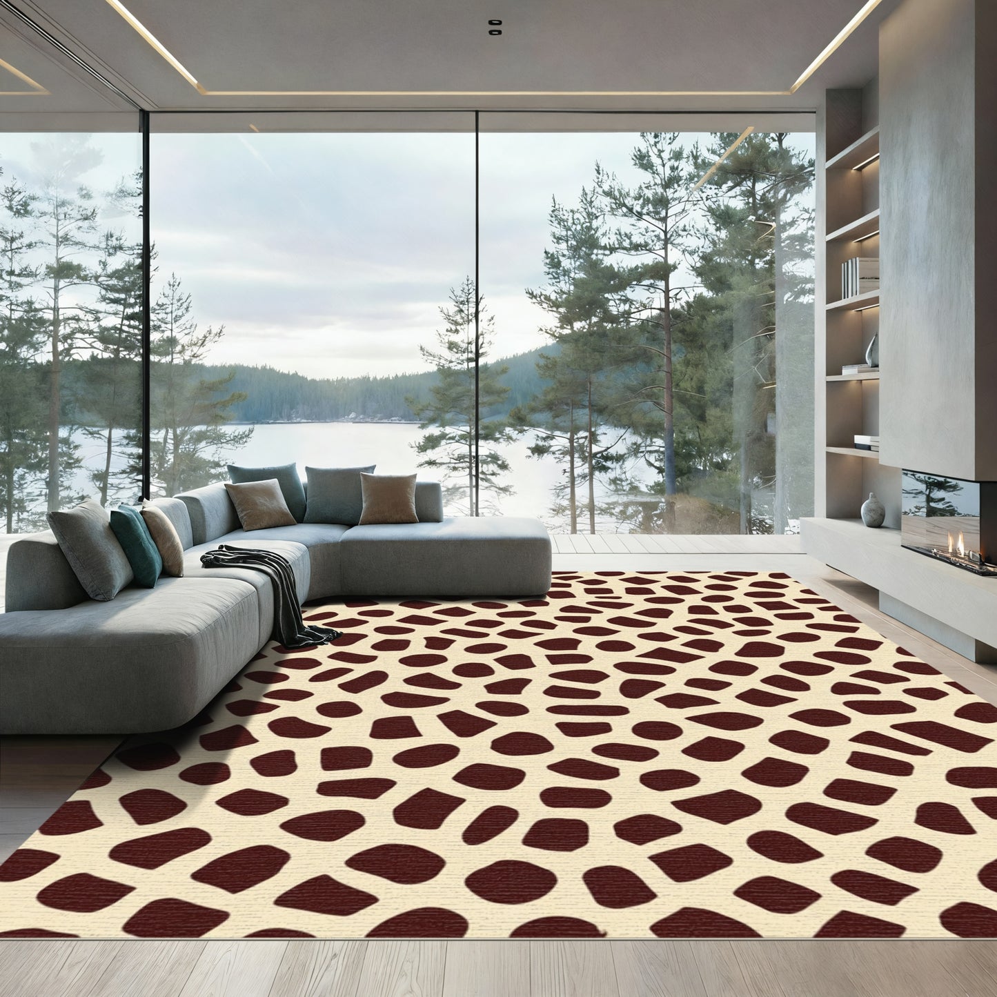 Cream Brown Organic Spot Rug